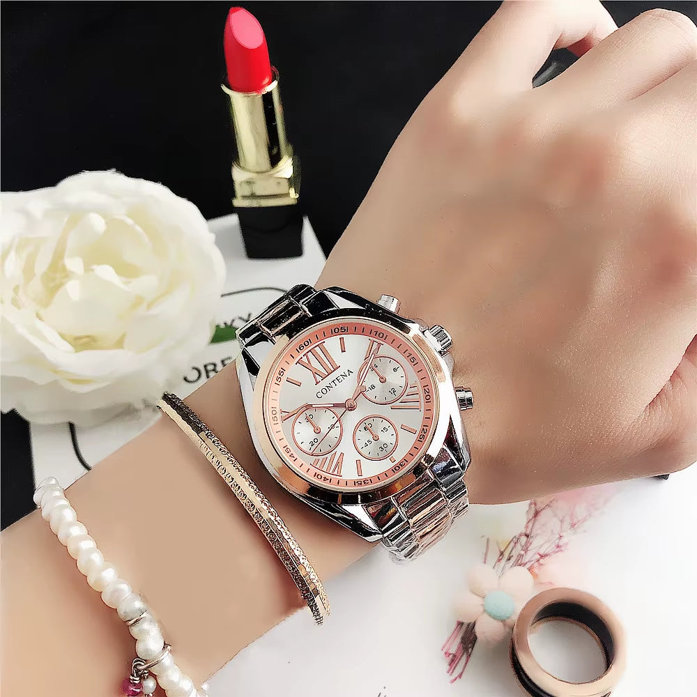 New Creative Watch Women Watches Luxury Rose Gold Quartz Ladies Watches Stainless Steel Bracelets Wristwatches Reloj Mujer